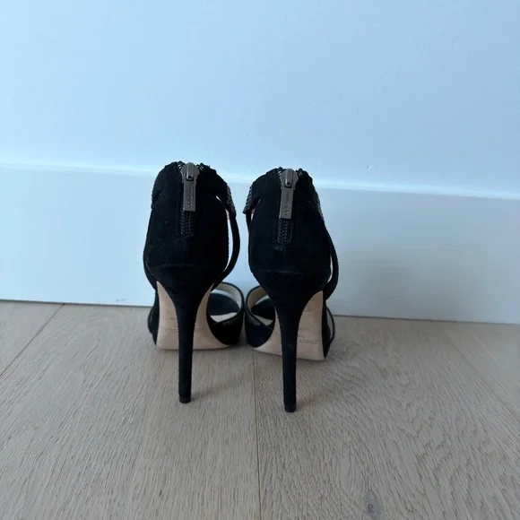 Jimmy Choo Lancer Crystal Suede 4" Heels - Picture 5 of 10